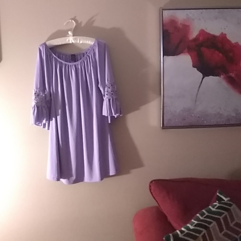 Light Purple Ruffle Sleeve Dress Top